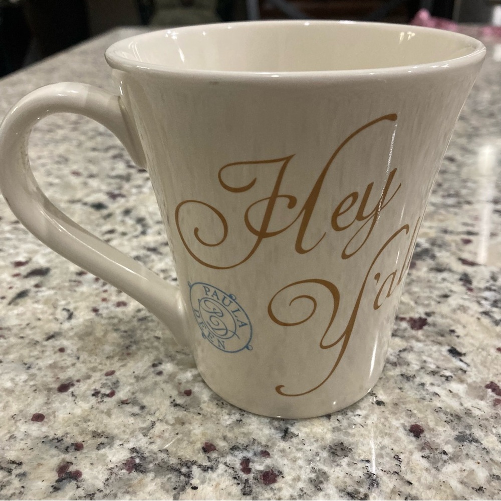 Hey Y’all Paula Deen coffee/tea mug Store Collection cream and brown EUC